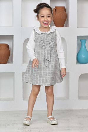 Kız Çocuk Şanel Kumaş 2'li Elbise (Elbise+Bady Bluz)12174