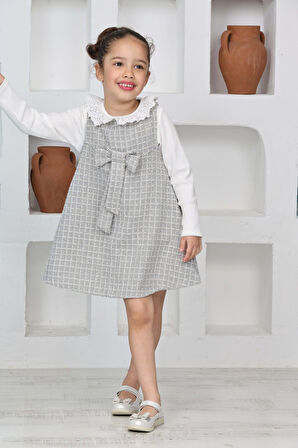 Kız Çocuk Şanel Kumaş 2'li Elbise (Elbise+Bady Bluz)12174