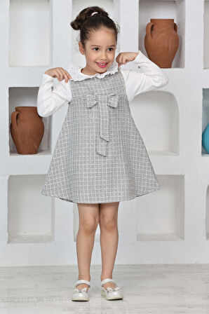 Kız Çocuk Şanel Kumaş 2'li Elbise (Elbise+Bady Bluz)12174