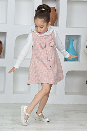 Kız Çocuk Şanel Kumaş 2'li Elbise (Elbise+Bady Bluz)12174