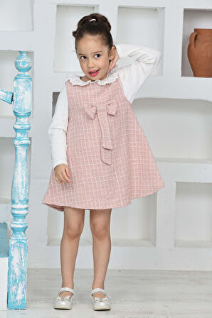 Kız Çocuk Şanel Kumaş 2'li Elbise (Elbise+Bady Bluz)12174