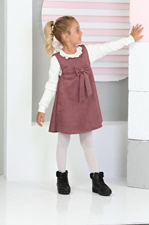 Kız Çocuk Süet Kumaş 2'li Elbise (Elbise+Bady Bluz)12177