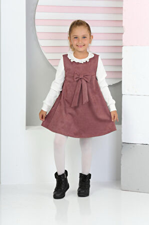 Kız Çocuk Süet Kumaş 2'li Elbise (Elbise+Bady Bluz)12177