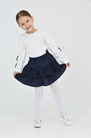 Kız Çocuk Süet Etekli 2'li Elbise (Süet Kat Kat Etek+Bluz)12183