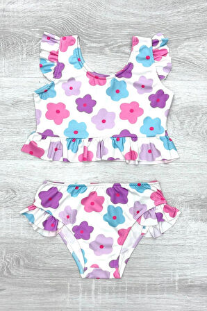 Kız Çocuk Fırfırlı Mayo Takımı 2-10 Yaş 12221