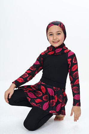 Kız Çocuk Uzun Kollu Ve Altlı 3 Parça Mayo Takımı 8-16 Yaş 12229