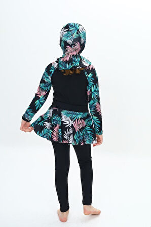 Kız Çocuk Uzun Kollu Ve Altlı 3 Parça Mayo Takımı 8-16 Yaş 12229