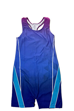 Kız Çocuk Yüzücü Şortlu ve Boneli Tulum Mayo Takımı 5-16 Yaş 12232