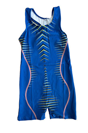 Kız Çocuk Yüzücü Şortlu Tek Parça Tulum Mayo Takımı 5-16 Yaş 12231