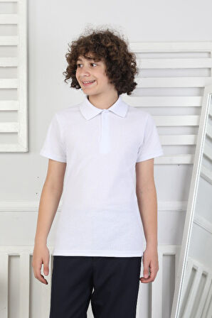 Erkek Çocuk %100 Pamuk Okul Tarz T-Shirt 5-17 Yaş  12272