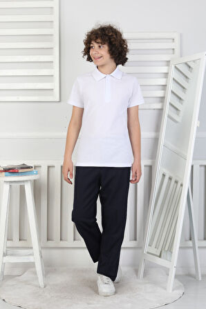Erkek Çocuk %100 Pamuk Okul Tarz T-Shirt 5-17 Yaş  12272