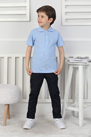 Erkek Çocuk %100 Pamuk Okul Tarz T-Shirt 5-13 Yaş 12273