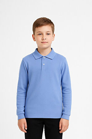 Erkek Çocuk %100 Pamuk Okul Tarz Uzun Kol T-Shirt 5-17 Yaş 12274