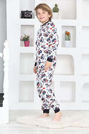 Erkek Çocuk Klasik Araba Baskılı Pijama Takımı 4-7 Yaş 12292