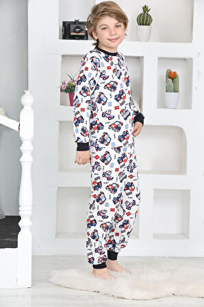 Erkek Çocuk Klasik Araba Baskılı Pijama Takımı 4-7 Yaş 12292