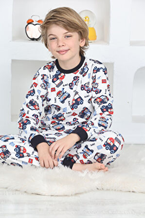 Erkek Çocuk Klasik Araba Baskılı Pijama Takımı 4-7 Yaş 12292