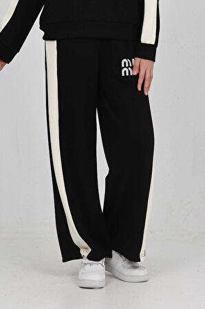 Kız Çocuk Double Face Kumaş Şerit Garni Detaylı Alt-Üst Takım 12302