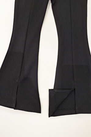 Kız Çocuk İspanyol Paça - Bel Tutuşlu - Çıma Detaylı Tayt 5-15 Yaş 12315