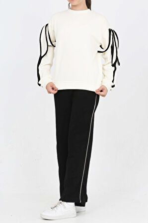 Kız Çocuk Oysho Kumaş Kol Aksesuarlı Geniş Paçalı Alt- Üst Takım 12320