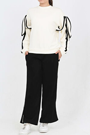 Kız Çocuk Oysho Kumaş Kol Aksesuarlı Geniş Paçalı Alt- Üst Takım 12320