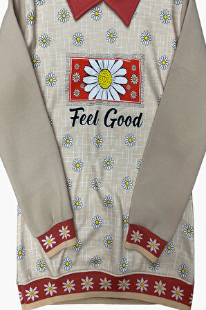 Kız Çocuk Papatya Baskılı Taş Süslemeli 3 İplik  Alt Üst Takım 12324