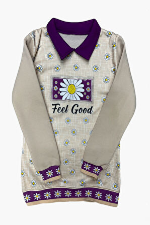 Kız Çocuk Papatya Baskılı Taş Süslemeli 3 İplik  Alt Üst Takım 12324