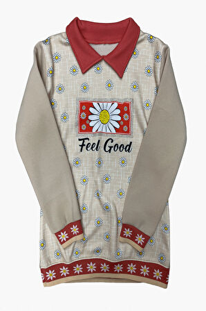 Kız Çocuk Papatya Baskılı Taş Süslemeli 3 İplik  Alt Üst Takım 12324