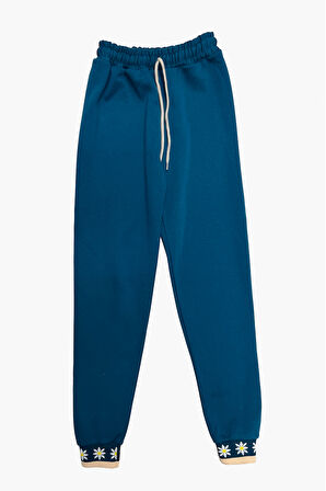 Kız Çocuk Papatya Baskılı Taş Süslemeli 3 İplik  Alt Üst Takım 12324