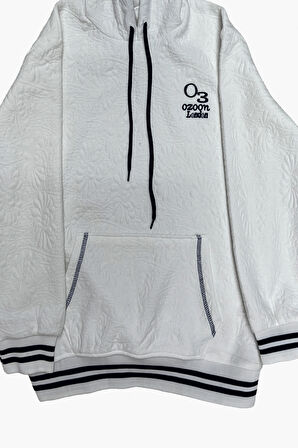 Kız Çocuk Desenli Kapüşonlu Kanguru Cepli Ribana Detaylı 3 İplik Sweatshirt 12327