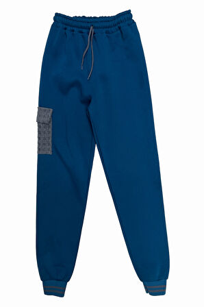 Kız Çocuk Kargo Cepli Gömlek Yakalı ve Yaka Taşlı 3 İplik  Alt Üst Takım 12328