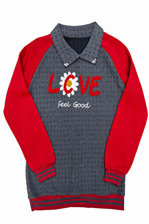 Kız Çocuk Kargo Cepli Gömlek Yakalı ve Yaka Taşlı 3 İplik  Alt Üst Takım 12328