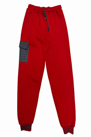 Kız Çocuk Kargo Cepli Gömlek Yakalı ve Yaka Taşlı 3 İplik  Alt Üst Takım 12328