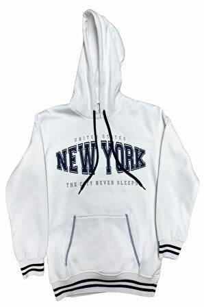 Erkek Çocuk 3 İplik Kapüşonlu Kanguru Cepli Baskılı Sweatshirt 12329