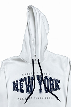 Erkek Çocuk 3 İplik Kapüşonlu Kanguru Cepli Baskılı Sweatshirt 12329