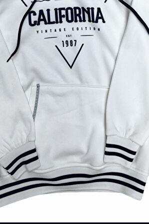 Erkek Çocuk 3 İplik Kapüşonlu Kanguru Cepli Ribana Detaylı Sweatshirt 12330