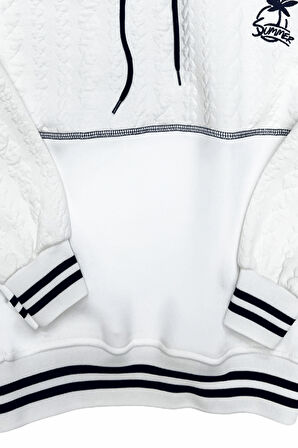 Erkek Çocuk 3 İplik Garni Örme Desenli Kapüşonlu Sweatshirt 12334