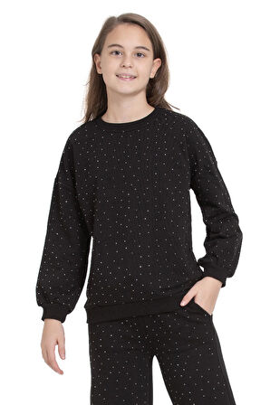 Kız Çocuk Taş Süslemeli Alt-Üst Takım-3 İplik 4-12 Yaş 12345