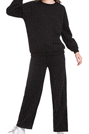 Kız Çocuk Taş Süslemeli Alt-Üst Takım-3 İplik 4-12 Yaş 12345