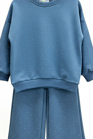 Kız Çocuk Taş Süslemeli Alt-Üst Takım-3 İplik 4-12 Yaş 12345