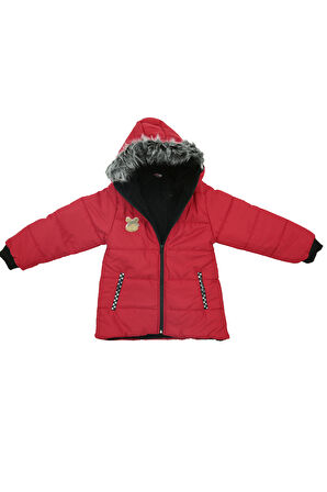 Kız Çocuk Peluş Astarlı - Fermuar Kapatmalı-Kürklü Kapüşonlu Mont 12357