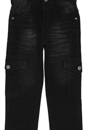 Erkek Çocuk Kargo Cepli Esnek Belli Likralı Jean Pantolon 13-17 Yaş 12364