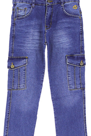 Erkek Çocuk Likralı Kargo Cepli Esnek Belli Jean Pantolon 13-17 Yaş 12366