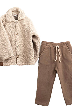 Erkek Çocuk Welsoft Kumaş 2'li Takım (Düğmeli Hırka+Polar Alt) 12375