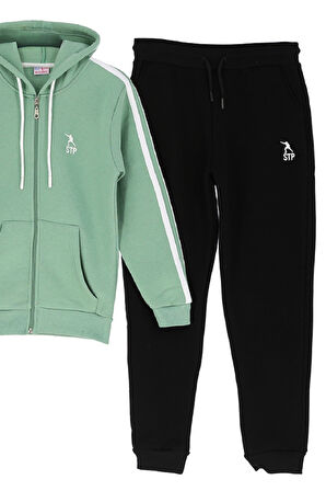 Kız Çocuk 3 İplik-Fermuarlı-Kapüşonlu-Kanguru Cepli Eşofman Takımı 12-16 Yaş 12376