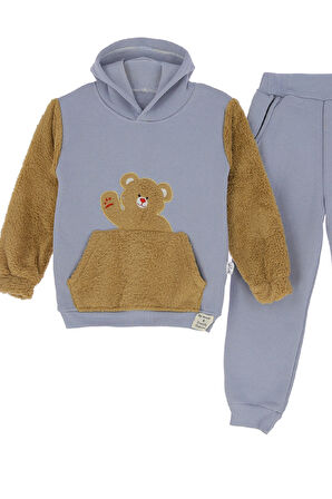 Erkek Çocuk Welsoft Kumaş 2'li Takım (Kapüşonlu Sweat+Polar Alt) 12377