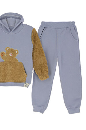 Erkek Çocuk Welsoft Kumaş 2'li Takım (Kapüşonlu Sweat+Polar Alt) 12377