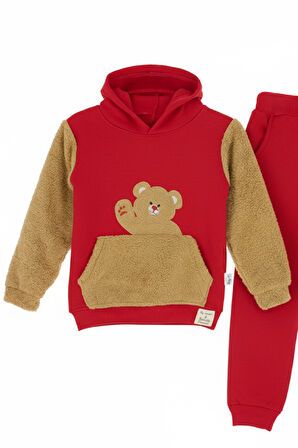 Erkek Çocuk Welsoft Kumaş 2'li Takım (Kapüşonlu Sweat+Polar Alt) 12377