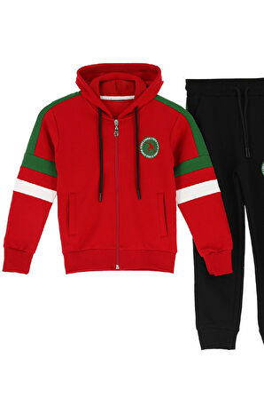 Erkek Çocuk Eşofman Takım-Fermuarlı-Kapüşonlu-Şeritli 12-16 Yaş 12378