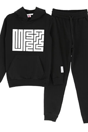 Kız Çocuk Eşofman Takımı-Fermuarlı-Hakim Yaka-Şerit Detaylı 12-16 Yaş 12379