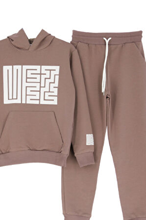 Kız Çocuk Eşofman Takımı-Fermuarlı-Hakim Yaka-Şerit Detaylı 12-16 Yaş 12379